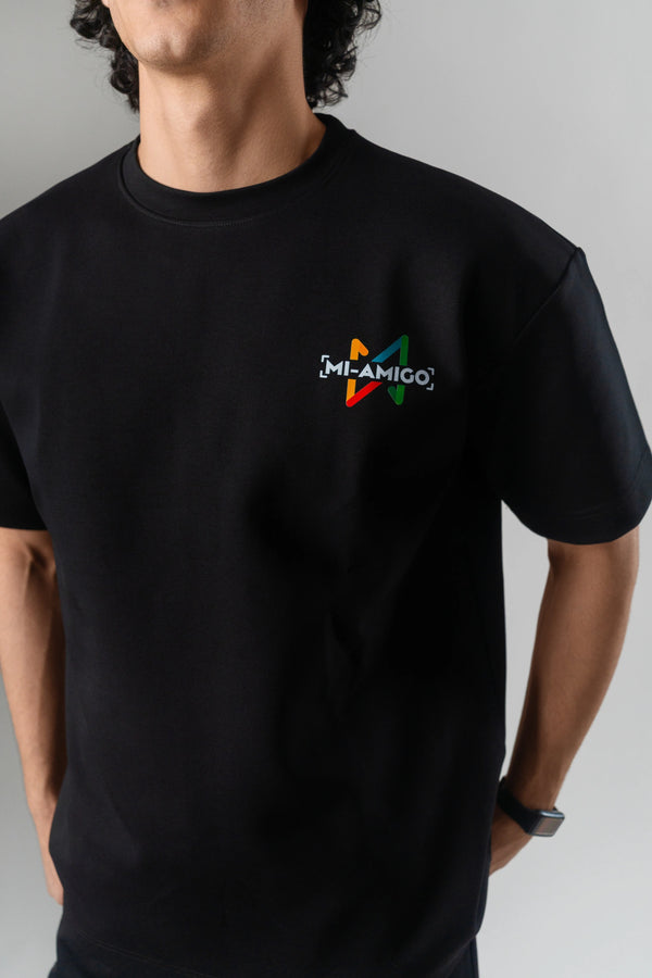 T-Shirt with Multi-Color "MI-AMIGO" Back Print