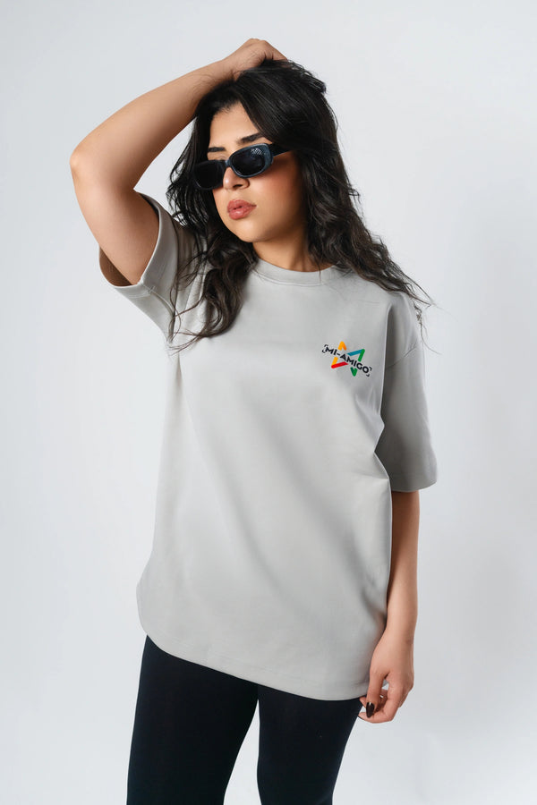 Grey Unisex T-Shirt with Back "M" Print